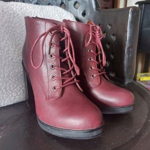 Torrid Wine Red Lace Up Boots